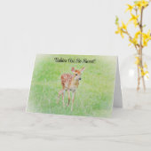 Cute Fawn Deer Baby Gefeliciteerd Kaart (Gele Bloem)