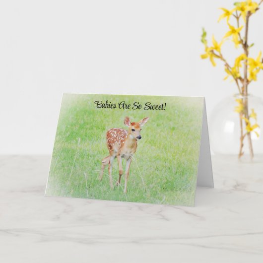 Cute Fawn Deer Baby Gefeliciteerd Kaart (Gele Bloem)