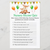 Cute fawn Nursery Rhyme Quiz baby shower game (Voorkant)