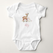 Cute Fawn Personalized Baby Girl Jersey Bodysuit (Voorkant)