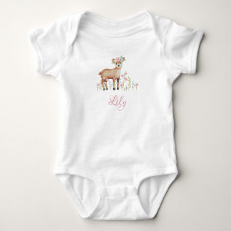 Cute Fawn Personalized Baby Girl Jersey Bodysuit