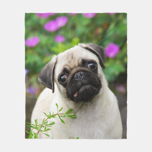 Cute Fawn Pug Puppy Doggie, comfort Fleece Deken (Voorkant)