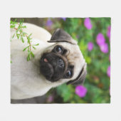 Cute Fawn Pug Puppy Doggie, comfort Fleece Deken (Voorkant (Horizontaal))