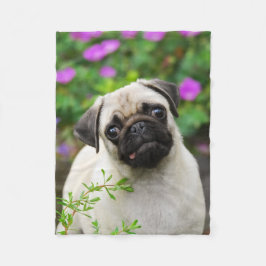 Cute fawn pug puppy fleece deken