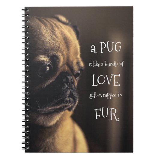 Cute Fawn Pug Quote - Een Pug is een bundel Liefde Notitieboek (Voorkant)