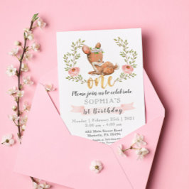 Cute Fawn Woodland Wild One Birthday Party Kaart