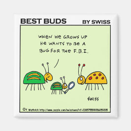 Cute FBI Bug Cartoon Art Funny Bugs Magneet