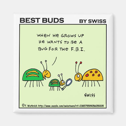 Cute FBI Bug Cartoon Art Funny Bugs Magneet (Voorkant)