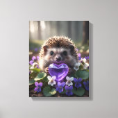 Cute February Hedgehog with Amethyst Heart Canvas Afdruk (Voorkant)