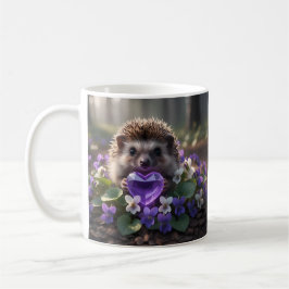 Cute February Hedgehog with Amethyst Heart Koffiemok