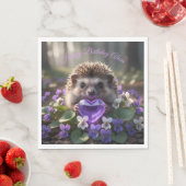 Cute February Hedgehog with Amethyst Heart Servet (Insitu)
