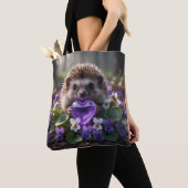 Cute February Hedgehog with Amethyst Heart Tote Bag (Dichtbij)