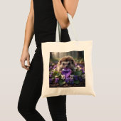 Cute February Hedgehog with Amethyst Heart Tote Bag (Voorkant (product))