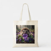 Cute February Hedgehog with Amethyst Heart Tote Bag (Achterkant)