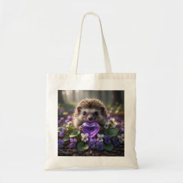 Cute February Hedgehog with Amethyst Heart Tote Bag