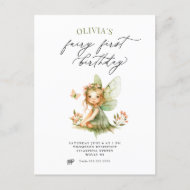 Cute Fee Eerste Verjaardagsuitnodiging Briefkaart