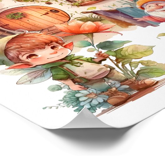Cute Fee- en Kabouterposter Poster (Hoek)