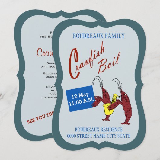 Cute  Feel Crawfish Boil Kaart (Voorkant / Achterkant)