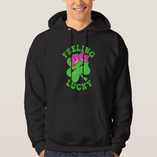 Cute Feeling Lucky C Shamrock St Patrick Day Hoodie (Voorkant)