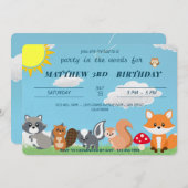 Cute Feest In De Bosdieren Kinderen Verjaardag Kaart (Voorkant / Achterkant)