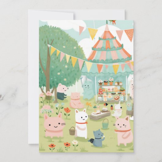 Cute feest thema. Verjaardag Kaart (Voorkant)