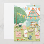 Cute feest thema. Verjaardag Kaart (Voorkant / Achterkant)
