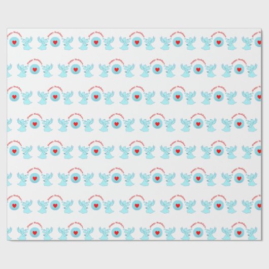 Cute Feestdagen Angels Cadeaupapier (Vlak)