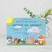 Cute feestje in het bos dieren kinder verjaardag kaart (Staand voorkant)