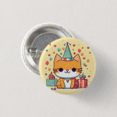 Cute feestkat badge, speld, knoop ronde button 3,2 cm (Voorkant /achterkant)