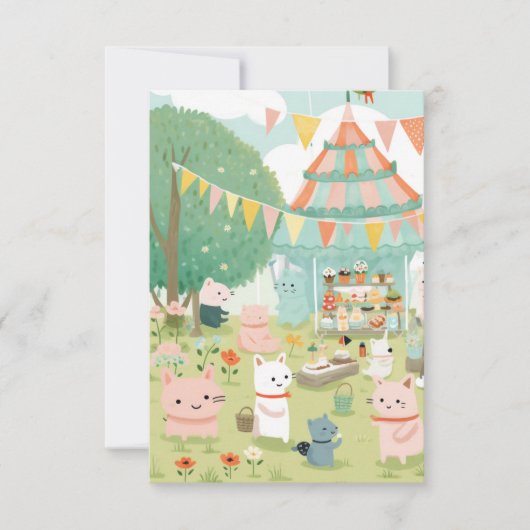 Cute feestthema. Verjaardag Bedankkaart (Voorkant)