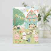 Cute feestthema. Verjaardag Bedankkaart (Staand voorkant)