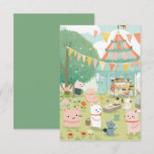 Cute feestthema. Verjaardag Bedankkaart (Voorkant / Achterkant)