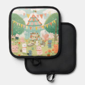 Cute feestthema. Verjaardag Pannenlap (Voorkant / Achterkant)