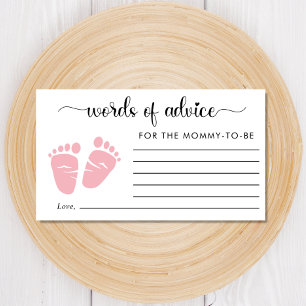 Cute Feet Baby Girl Shower Woorden van advies Informatiekaartje