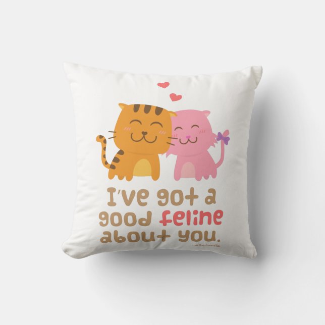 Cute Feline Cats in Love Pun Humor Kussen (Voorkant)