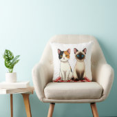 Cute Felines on Red Checkered Blanket Kussen (Stoel)