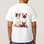 Cute Felines on Red Checkered Blanket T-shirt (Achterkant)