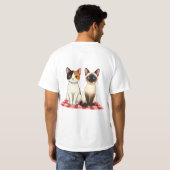 Cute Felines on Red Checkered Blanket T-shirt (Achterkant volledig)