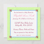 Cute Feminine Girl Gingham Dog Baby shower Kaart (Achterkant)