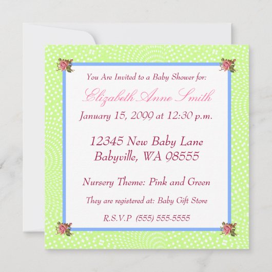 Cute Feminine Girl Gingham Dog Baby shower Kaart (Achterkant)