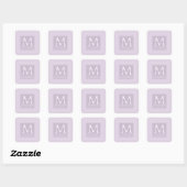 Cute Feminine Lavender Monogrammed Vierkante Sticker (Vel)