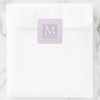 Cute Feminine Lavender Monogrammed Vierkante Sticker