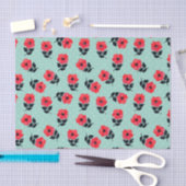 Cute Feminine Red Aqua Floral Pattern Tissuepapier (Craft)