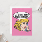 Cute Feminist Retro Pop Art Anti Patriarchy Quote Kaart (Voorkant / Achterkant in situ)