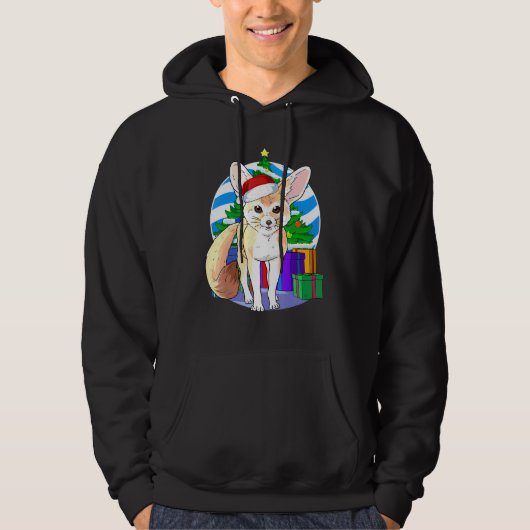 Cute Fennec Fox Santa Hat-kerstboomdecor Hoodie (Voorkant)