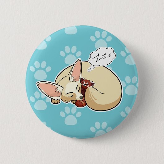 Cute Fennec Fox sliep met Red Panda Ronde Button 5,7 Cm (Voorkant)