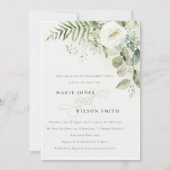 Cute Fern Greenery White Floral Verloving Invite Bedankkaart (Voorkant)