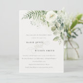 Cute Fern Greenery White Floral Verloving Invite Bedankkaart (Staand voorkant)