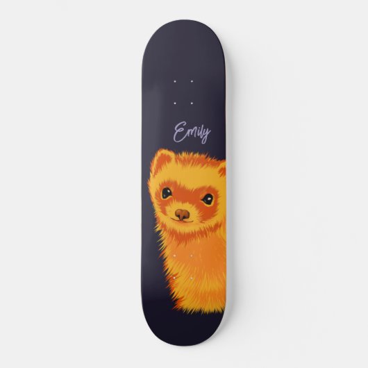 Cute ferret art ferret mam name persoonlijk skateboard (Voorkant)