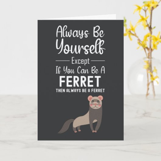 Cute Ferret Cards Pet Funny Animal Wildlife  Kaart (Gele Bloem)